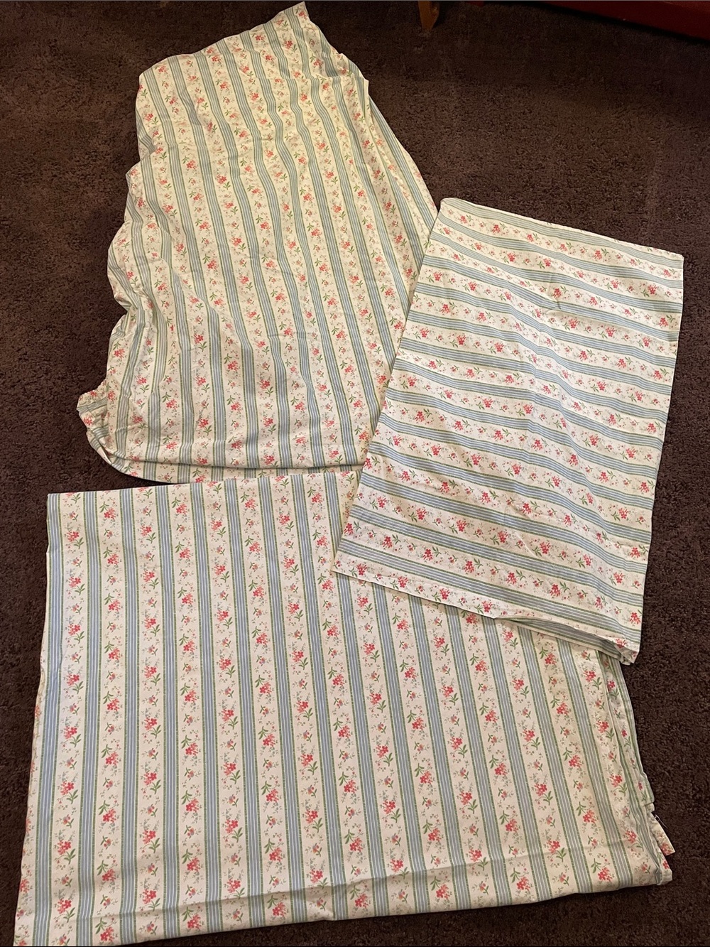 Lauren Ralph Lauren Jordan Stripe Floral Twin Sheet Set 3 Piece Crisp Cotton